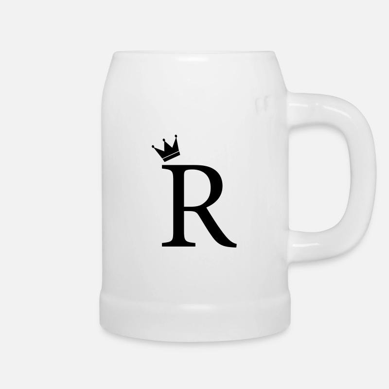 R Monogram Crown - Beer Mug - white
