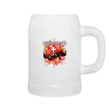 Fighting cow, Swiss herens cow - Beer Mug - white - Right