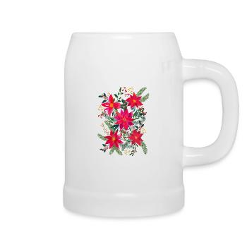 Festive Christmas Terne Floral Bouquet Watercolor - Beer Mug - white - Right