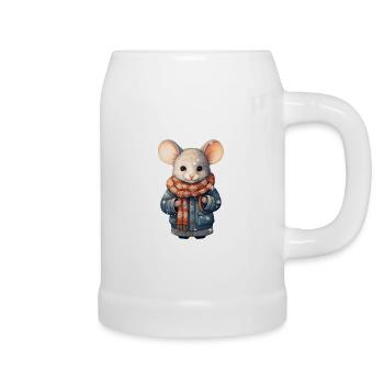 Cute Winter Mouse - Beer Mug - white - Right
