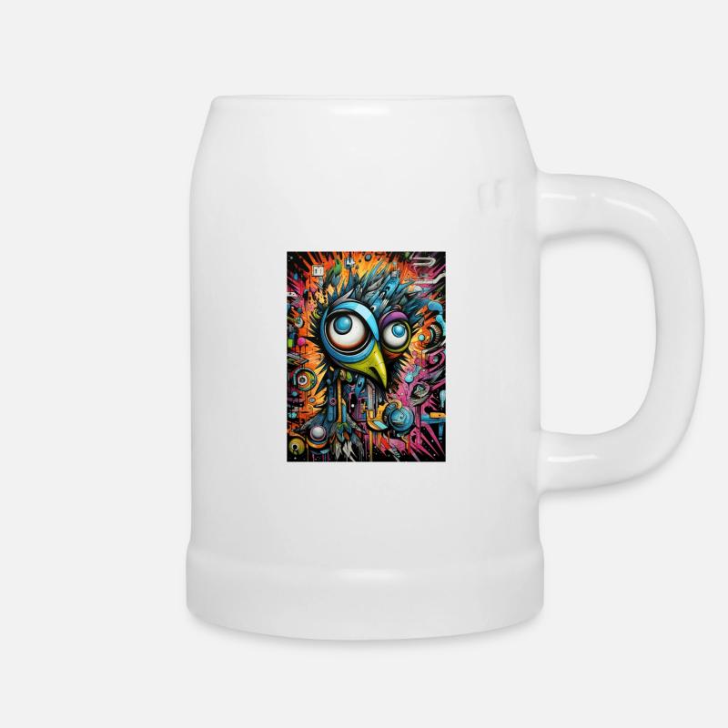 Peacock Graffiti - Beer Mug - white