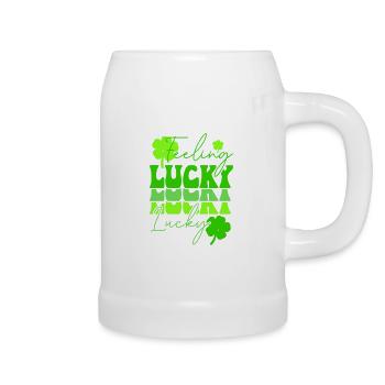 Feeling Lucky St Patricks Day - Beer Mug - white - Right