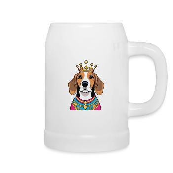 "Gekrönte Häupter" - Beagle - Bierkrug - Weiß - Rechts