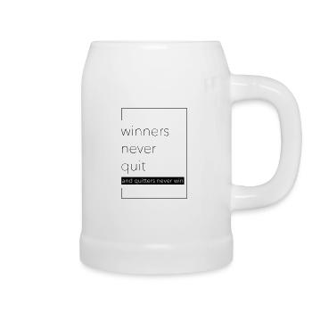 winner never quit - Bierkrug - Weiß - Rechts