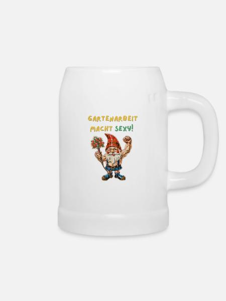 Gartenarbeit - Bierkrug - Weiß