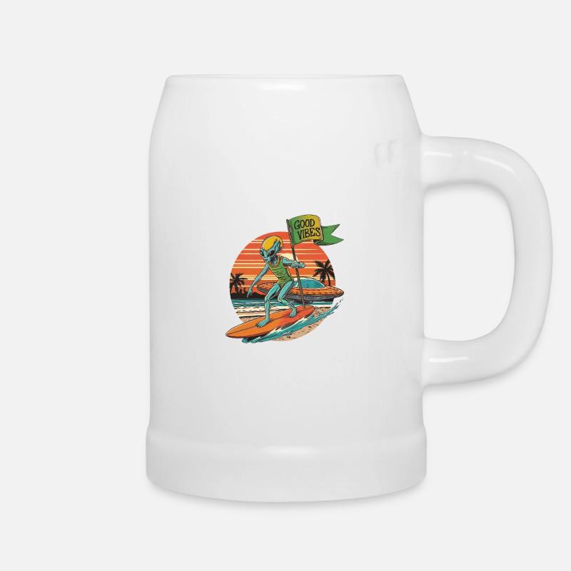 Space surfer – straight from the galaxy - Beer Mug - white