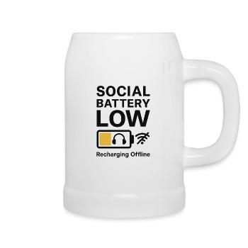 Social Battery Low – Recharging Offline - Beer Mug - white - Right