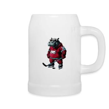 Nilpferde Eishockey - Bierkrug - Weiß - Rechts