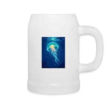 Bioluminescent Jellyfish  A floating light - Bierkrug - Weiß - Rechts