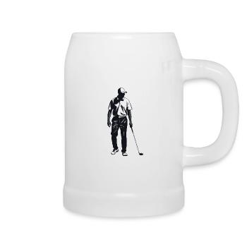 Golfer - Cooles Silhouette Logo - Bierkrug - Weiß - Rechts