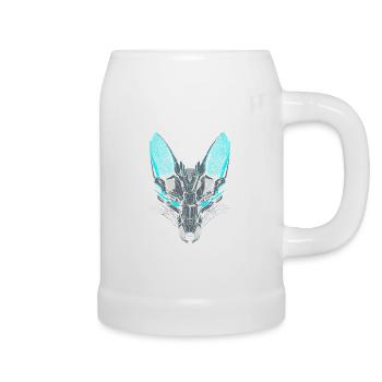 Mecha-Fuchs - Bierkrug - Weiß - Rechts