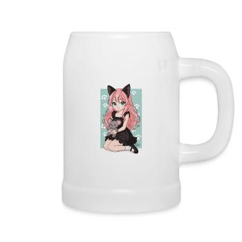 fille_chat - Bierkrug - Weiß - Rechts