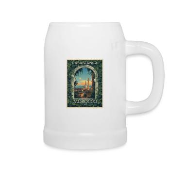 Casablanca Morocco 1912 Vintage Poster - Beer Mug - white - Right