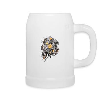 Noir Blossoms Accents d’orange - Chope en céramique - blanc - Droite