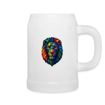 Lion sauvage coloré - Art couleurs Pop - Chope en céramique - blanc - Droite
