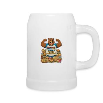Permanent mass phase: Bear with pizza - Beer Mug - white - Right