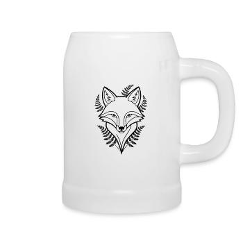 Fuchs Farn Blätter Lineart - Bierkrug - Weiß - Rechts