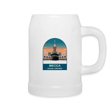 Mekka Saudi-Arabien Vintage-Reiseplakat-Kunst - Bierkrug - Weiß - Rechts