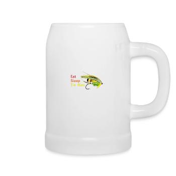 Eat Sleep Tie Flies Green Highlander - Beer Mug - white - Right
