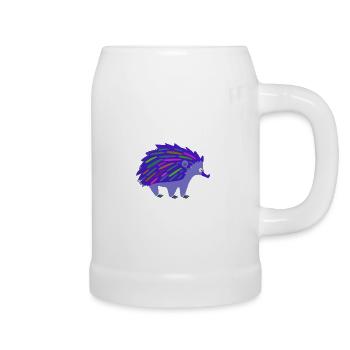 hedgehog,rainbow,colorful,blue - Beer Mug - white - Right