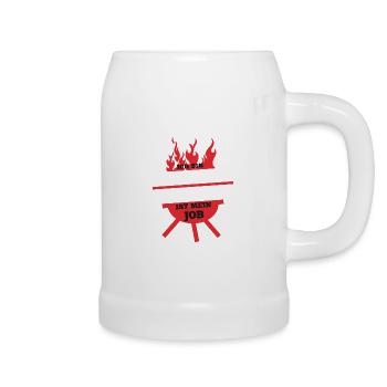 Grillen ist mein Job Rentner Ruhestand Spruch - Bierkrug - Weiß - Rechts