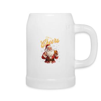 Weihnachtsmann Bier Glühwein Schnaps Alkohol Prost - Bierkrug - Weiß - Rechts