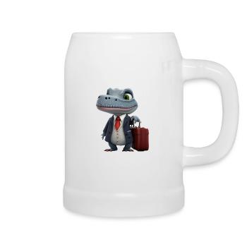 Business crocodile - Beer Mug - white - Right