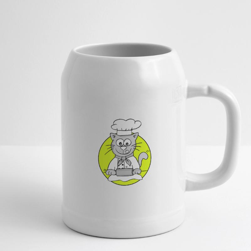Retro Bäcker-Katze - Beruf Bäcker Bierkrug