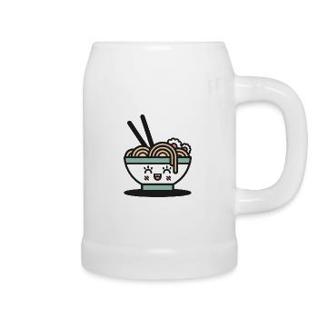 Ramen - mascotte mignonne Japon - Chope en céramique - blanc - Droite