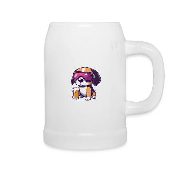 Beagle chien après-ski bière bande dessinée - Chope en céramique - blanc - Droite