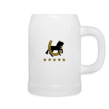 chevaux - Chope en céramique - blanc - Droite