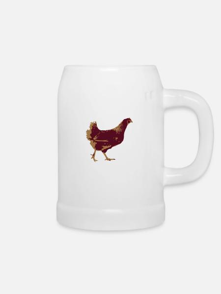 Huhn - Bierkrug - Weiß