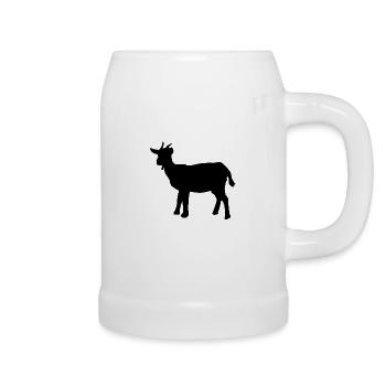 chèvre - Chope en céramique - blanc - Droite