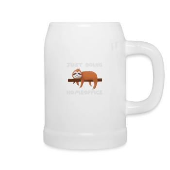 Lustiges Faultier im Homeoffice - Bierkrug - Weiß - Rechts