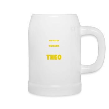 Theo - Die Besten Fußballer heißen Theo - Bierkrug - Weiß - Rechts
