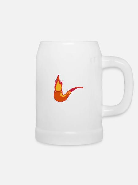 Feuer Tabakpfeife Raucher - Bierkrug - Weiß