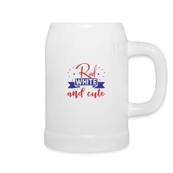 Red White and cute - Beer Mug - white - Right
