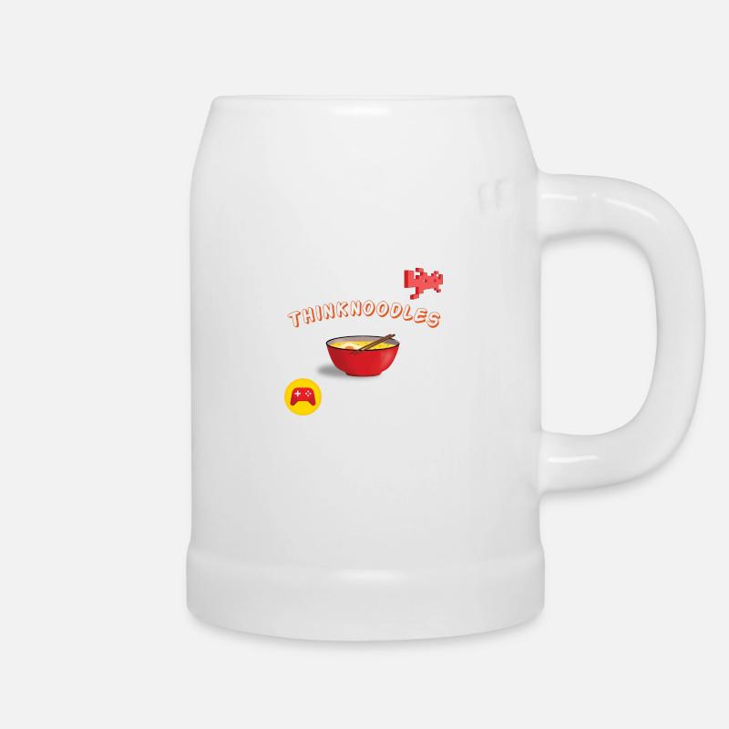Denken Sie an Nudeln, lustiges Design - Bierkrug - Weiß