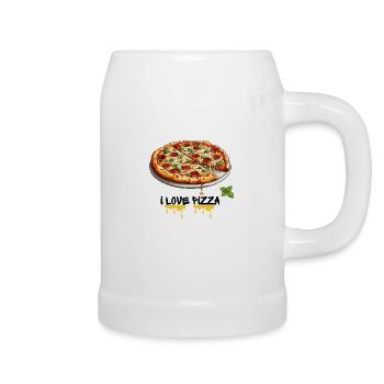 i love pizza, pizzalover, pizza - Bierkrug - Weiß - Rechts