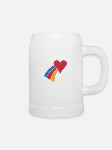 Regenbogenherz - Bierkrug - Weiß