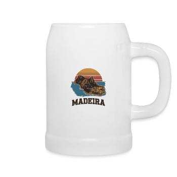Entdecke Madeira: Sonnenuntergang über den Bergen - Bierkrug - Weiß - Rechts