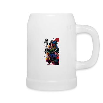 Cats Samurai Warrior Fantasy Art - Beer Mug - white - Right