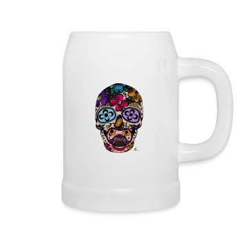 Tête de mort mexicaine couleur - Chope en céramique - blanc - Droite