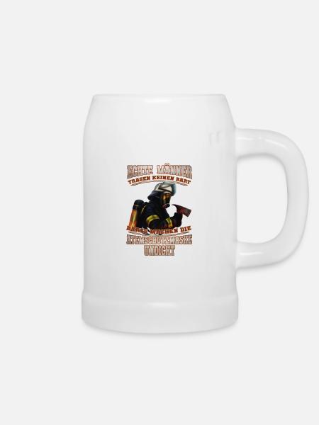 Feuerwehr - Bart - Bierkrug - Weiß