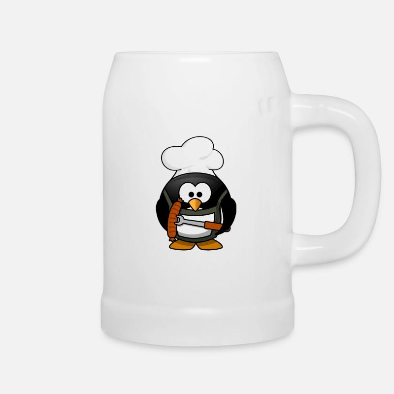 Grillpinguin - Bierkrug - Weiß