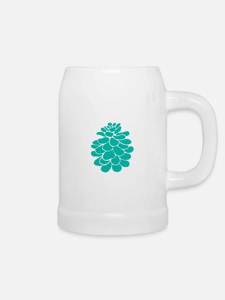 grüne Pinienpfaifel - Bierkrug - Weiß