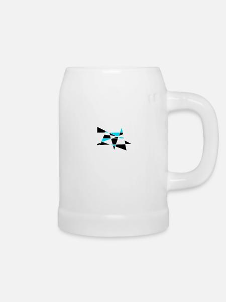 zickzack blau - Bierkrug - Weiß
