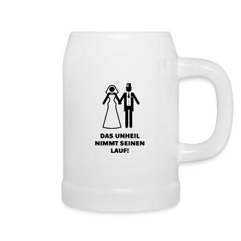 Das Unheil Nimmt Seinen Lauf! (JGA / Polterabend) - Bierkrug - Weiß - Rechts