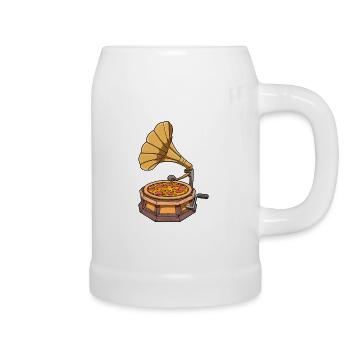 Lustiges Pizza Grammophon Schallplattenspieler - Bierkrug - Weiß - Rechts