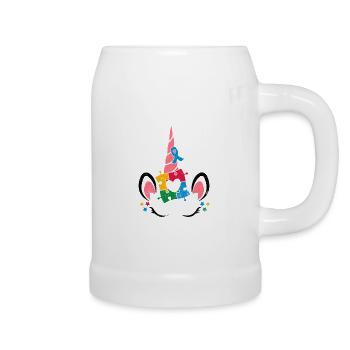 AUTISTIC UNICORN AUTISM HINDERS ADD MOTIF SAYING - Beer Mug - white - Right